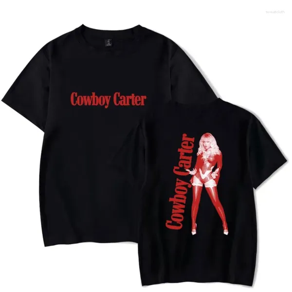 Camisetas masculinas Beyonce Camiseta Cowboy Carter Merch unissex para mulheres/homens Casuais de verão O-pescoço curto Tenda de tendência