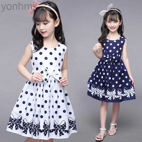 Vestidos de menina 3-12 anos Meninas Vestido de polka-ponto 2023 Vestido de bola de bola de espetáculos sem mangas de verão Crianças crianças vestidos de princesa para crianças roupas D240423