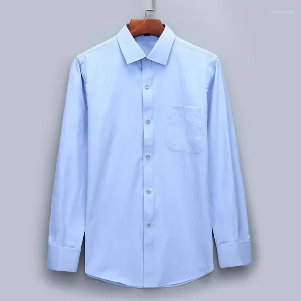 Camicie da uomo camicie classiche polsini francesi camicia solida aziendale business da ufficio a maniche lunghe al lavoro bianco