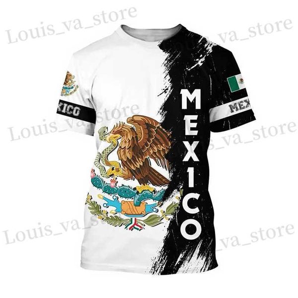 Camisetas masculinas camisetas do México MEXICAN FLAGH EMBLEME 3D PRIMEIRA STRTOWENS MENINAS MANHAS MAIS MAIS DE OPERSIMENTOS SLVE SLVE CHAVIM CRIANÇAS TS TOPS ROUS