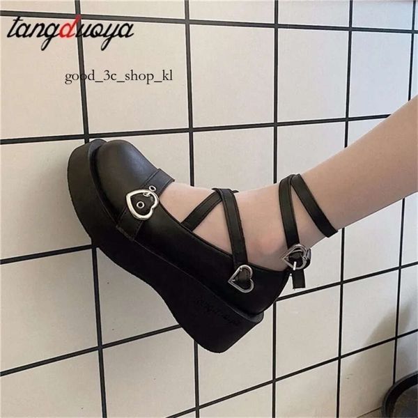 Designer Lolita Scarpe Piattaforma Emo On Heels Women Loli Spesso Tacco Cross Bandage Kawaii Cosplay di moda Mary Janes Gothic 178