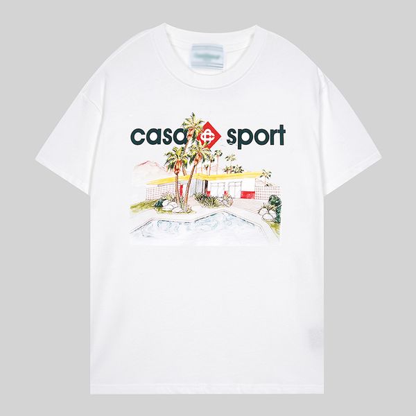 Casablanca Summer Designer Tropical Wind Xia Guo Stampare T-Shirt a maniche corte Shirt Senior Banali giovani a collo rotondo Cotton Fashion Fashion Mens e magliette da donna.