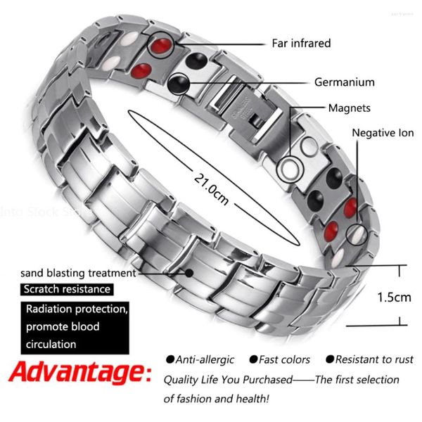 Link Armbänder Mode Schmuck Heilung Firm magnetisches Titan -Bioenergie -Armband für Männer Blutdruck Accessoire Frauen Geschenke