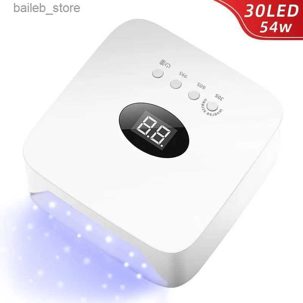 Nageltrockner 54W Nagel Trockenlampe UV -Licht für Gelnägel mit LCD -Bildschirm wiederaufladbare Lampe für Maniküre professionelle Maniküre -Ausrüstung Y240419