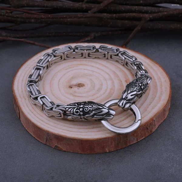 Bracelets de link Viking masculino de grossa Leopard Head Jewelry Jóias criativas Aço inoxidável de aço dourado colorida Pulseira Nórdica Presente de homens nórdicos