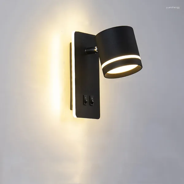 Lâmpadas de parede Luz moderna El Bedroom Bedside Lamp Nordic Creative Rotatable With Switch LED Reading Spotlight