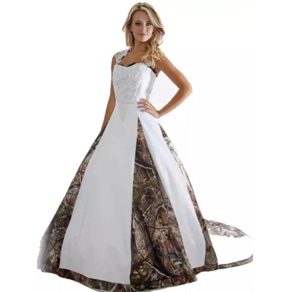 2024 heißeste Brautkleider Applikationen Ballkleid Lange Camouflage Hochzeitsfeier Kleid Brautkleider Custom gemachtes A-Line-Hochzeitskleid