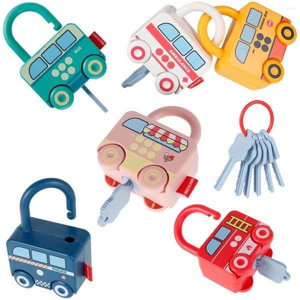 Estatuetas decorativas 6pc Learning Bloquear com chaves de chaves iniciais do número educacional combinando bloqueios de pais-filho