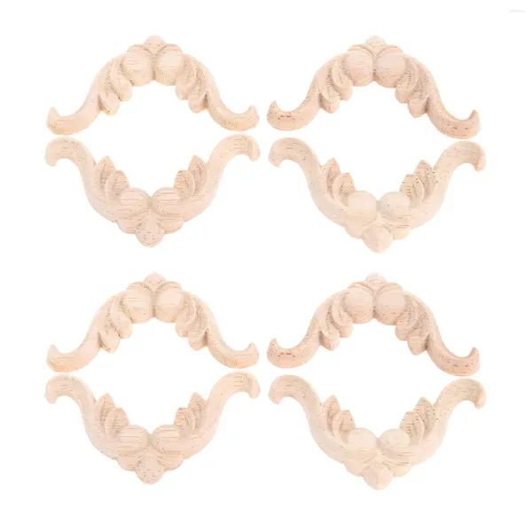 Figurine decorative 8pcs/set in legno angolo di decalcomania di legno artigianato Appliques cornice onlay wall port mobili decorazioni 5x5cm Europa