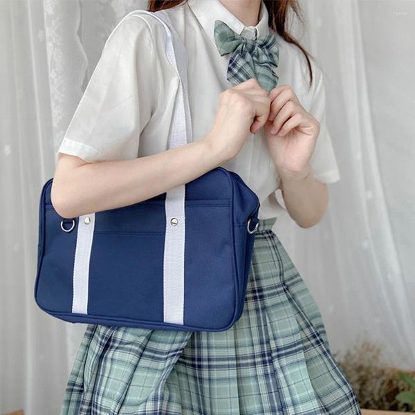 Bolsas de armazenamento Girls adolescentes Bolsa de sacola de grande capacidade Zíper japonês Fechamento de anime Bola de ombro Casual Square todos os dias