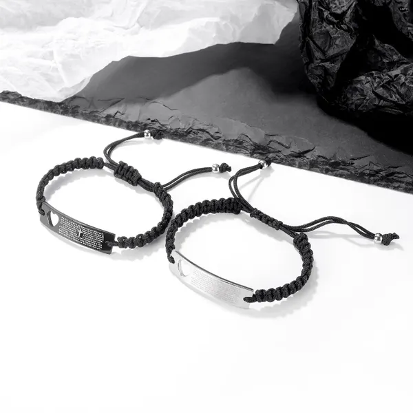Charm Bracelets Bibelpaar handgemachter geflochtener Seil verstellbare Männer Frau Armband Geschenk für Jubiläumsreligius Schmuck