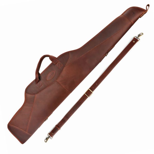 Borse Tourbon Hunting Rifle Case di fucile in pelle vera sacca per pistola slittata SCOPATA VIECE BASSE IMMAGGI