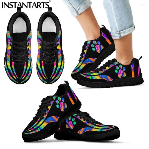 Sapatos casuais instantarts mulheres que executam desenho animado gradiente de cães Design senhoras Lace Up Walk Sneakers Girls Luxury Chaussure femme