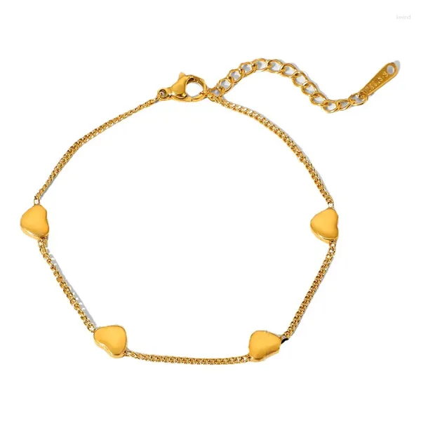 Braccialetti Link 18k oro placcato gravicello di fascino del cuore della stazione delicata per le donne Ama Friendship Regolable Chain