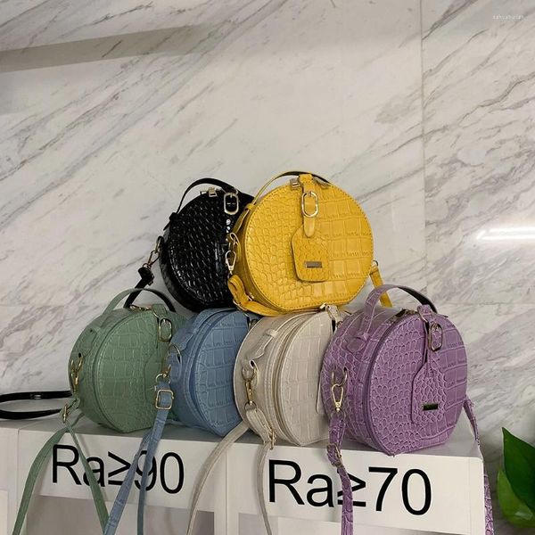 Çanta basit kadın günlük gündelik kadınlar timsah pu crossbody bayan küçük yuvarlak çanta omuz çanta