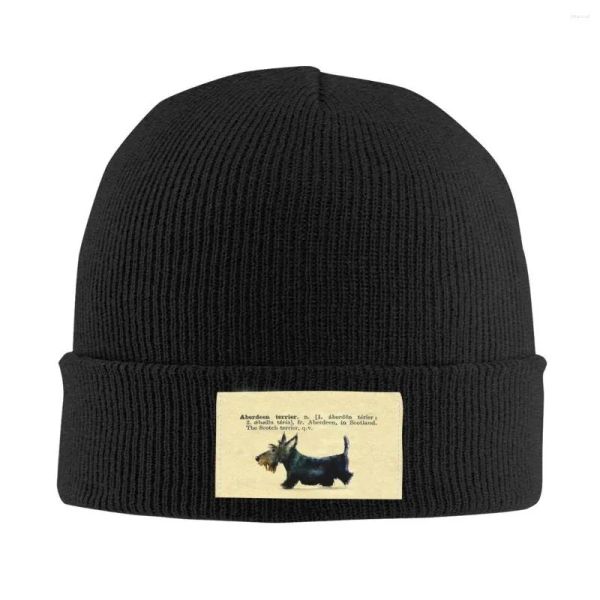 Berets Berets Scottie Dog Dictionary Art Skullies Beanies Caps для мужчин Женщины Тренда зима тепло