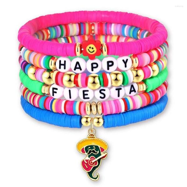 Braccialetti Link Cinco de Mayo Fiesta Bracciale Etnico Etnico Guitatta messicana Pinatas Ciondolo