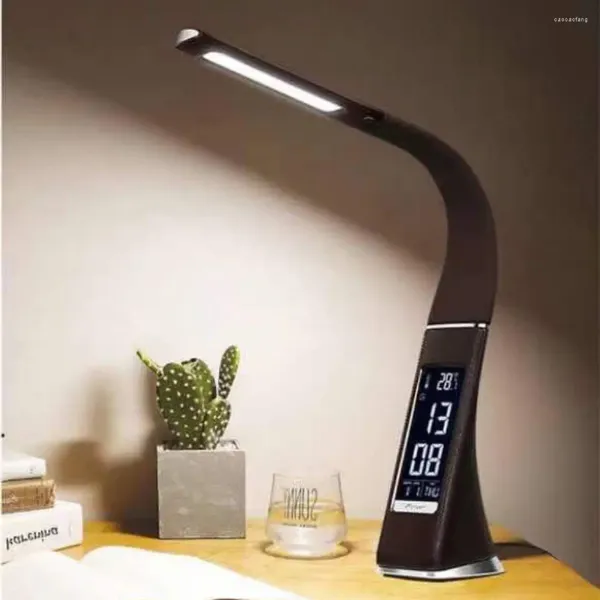 Estatuetas decorativas luminador de mesa de led de venda de mesa de venda lendo lâmpadas de cabeceira leve com calendário e despertador digital Quarto do quarto