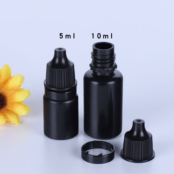 500pcs 5/10/15/20 ml Eyes Liquid Dropper Bottiglie remillabili Black Black Conteniti di plastica vuoti Stremabili