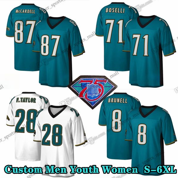Custom S-6XL 75th Trowback 28 Fred Taylor Football Maglie 71 Tony Boselli 1997 Keenan 87 McCardell 32 Maurice Jones-Drew 8 Mark Brunell Stitched Jersey
