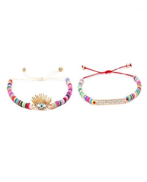 Bracelets de charme polímero argila heishi diamante longa olhos olhos bar de verão homem homem corda vermelha kabalah jóias trançadas presentes de jóias18649303