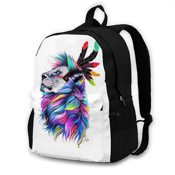 Rucksack Löwen König Frauen Männer Teenager Laptop Reiseschule Taschen Tiere Mufasa Jagd Zirkus Uhr Spirituelles Bewusstsein