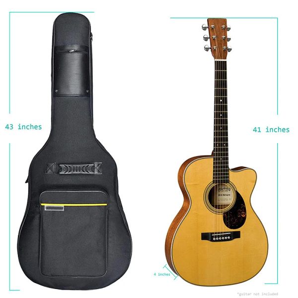 Case classiche 40/41 pollici in tessuto Oxford Borsa per chitarra acustica Backpack impermeabile da 5 mm in cotone spalline doppie cinghia imbottita