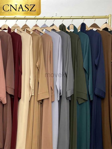 Ethnische Kleidung heiß verkaufen, einfache einfache Nida Abaya Langes Kleid reine Farbe A-Linie losen Ärmeln Kleider Dubai UK Bescheidener eleganter Kleid D240419