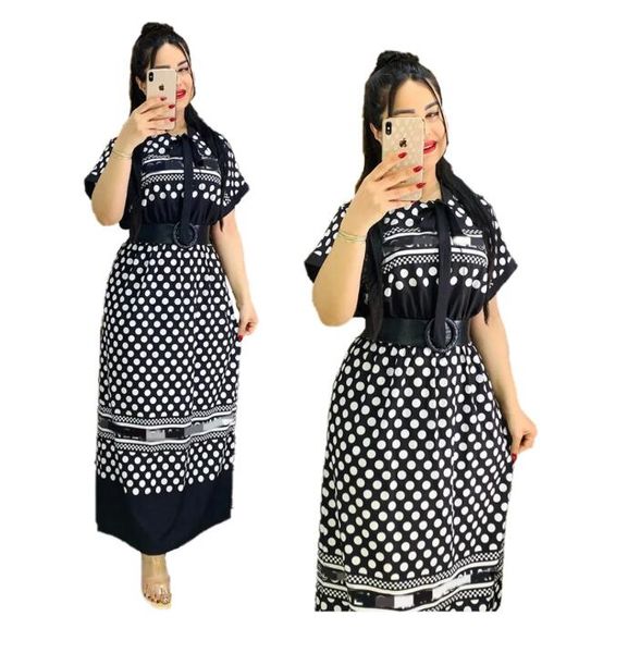 Designer Women Casual Dresses Stampare Abiti a linea A-Line Women Casual Bowknot Neck Big Swing Maxi Dress Free Ship