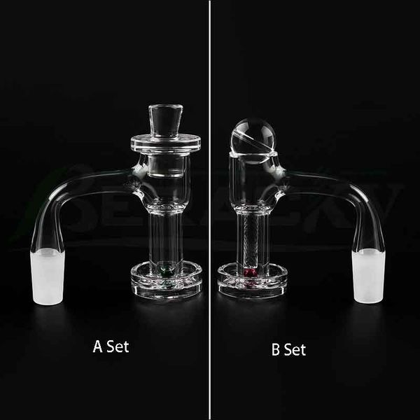 Beracky Beveled Edge Full Whald Smoking Terp Slurper Quartz Banger с полым стеклянным мраморным кварцевым шапкой рубино