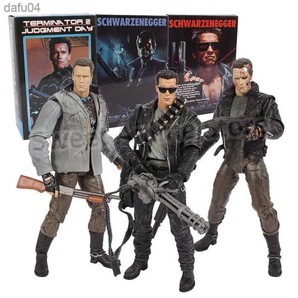 Manga Manga NECA Terminator T800 Arnold Schwarzenegger Tech Noir/Delegacia de Polícia Assault PVC Figura Modelo Colecionável Toy L230522