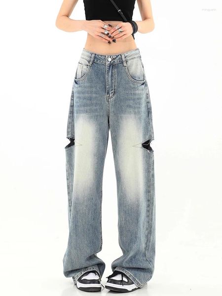 Jeans feminino Vintage Wide Leg Women 2024 Summer High Sacge Pants Woman Y2K Streetwear Loose Denim Troushers feminino