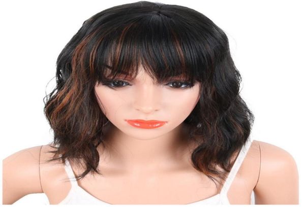 Synthetic Hair Perücken F1B30 Hitzebeständige Faser Volltaster mit mittlerer Länge Lady039s Haarperücken für schwarze oder weiße Frauen8326485
