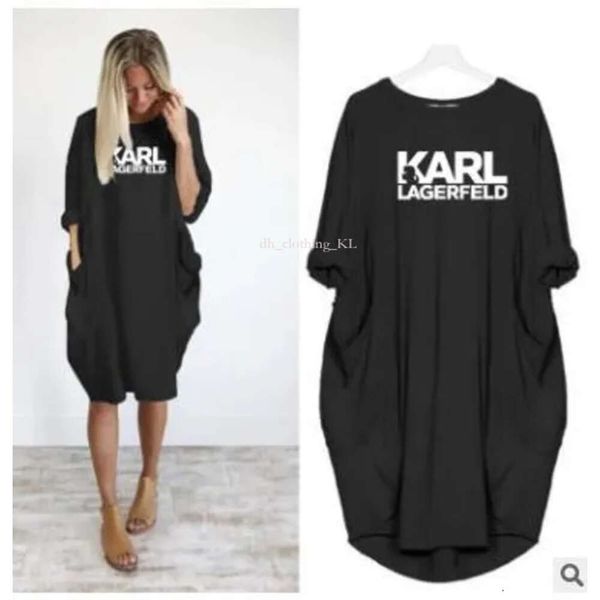 Luxo casual Karl Lagerfield Mulher vestidos de mulheres confortáveis vestidos soltos Karl Letter Letters Print Plus Tamanho Roupas Karl Lagerfield Bag Dress 42