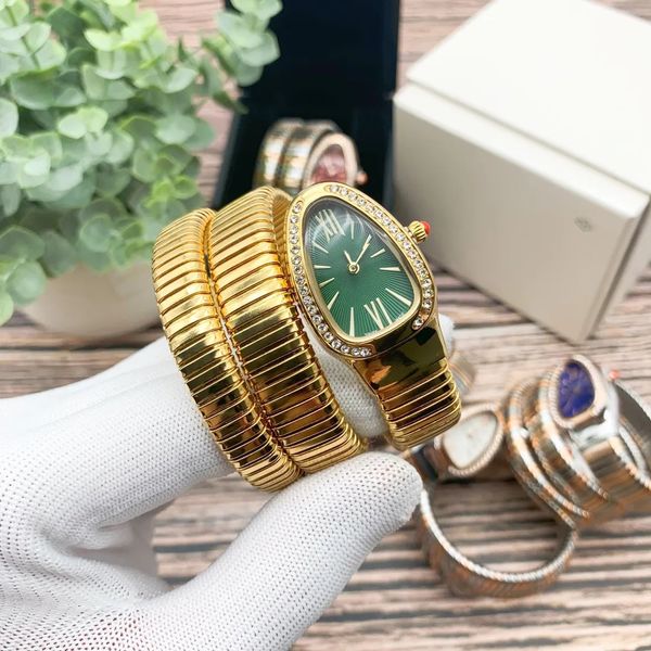 Lady Womenwatch Lady Bracelet Gold Snake Watch Relloguios Designer Ratina Mulheres com Diamantes