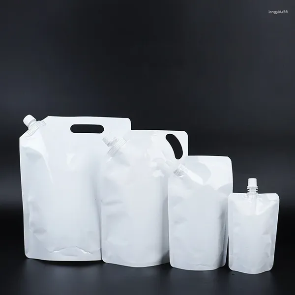 Bolsas de armazenamento 10pcs bico branco bolsa de shampoo reutilizável garrafa de garrafa plástico durável suco líquido leite café diy bolsa de embalagem