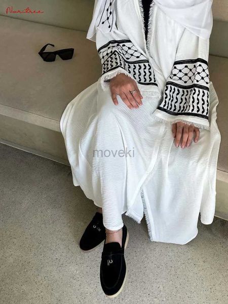 Roupas étnicas Bordado de moda Kimono manto muçulmano abaya syari fêmea completa Taseel ABAYA ABAYA SERVIÇO ABAYAS WY1969 D240419