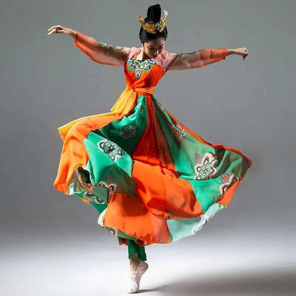 Ethnische Kleidung chinesische Tanzkostüme für Frauen traditionelle nationale Bühne Performance klassische Tanzkleidung Tang Dynastie Frau D240419