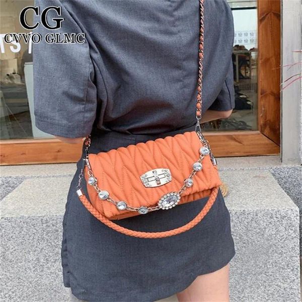 Сумки для плеча CVVO GLMC Ladies Party Fashion Diamond Diamond Evening Clutch Portable Messenger Bag 2024 Summer Folding Small