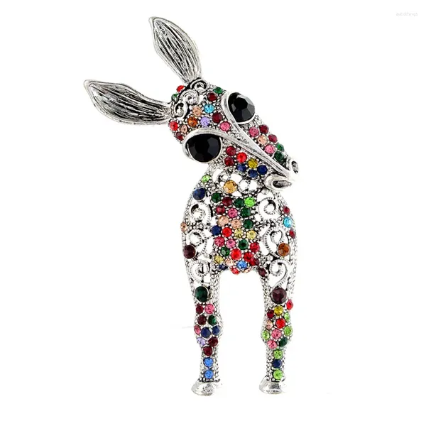 Spille Cindy Xiang 2 Colore Scegli Rhinestone Donkey Women and Men Fashion Unisex Pin Animal Pintiera Fungo Cute Big Cartoon Kid Regali