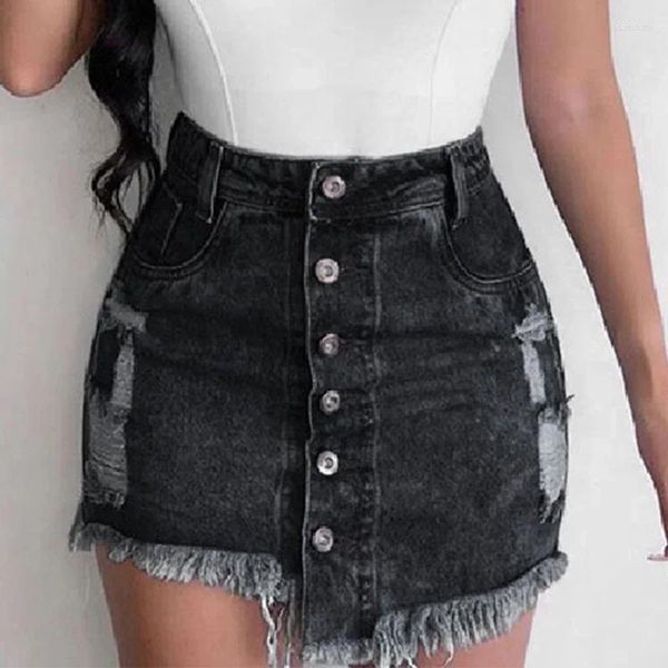 SAIRS MULHERES BOTUNS FRINGED BONITOS Irregulares Mini 2024 Primavera Summer Bodycon Denim Salia Curta Ladrias Y2K Bottoms