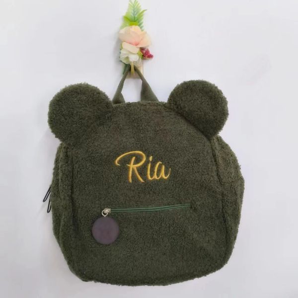 Mochilas Backpacks Bordado personalizado Backpack de urso fofo, mochila de criança, mochila escolar do jardim de infância de meninos com nome