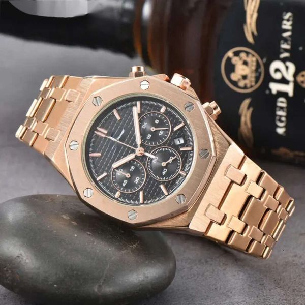 Audemar Watch Wristwatches Men Lady Watches clássicos Wrist Watch Quality Quartz Movement Modern Sports Watch Data automática 41mm Chron 6864