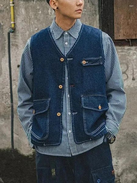 Erkek Yelekler 2024 Kargo Cep Şehir Cityboy Denim Yelek Unisex Gevşek Tesis Top Erkekler Kadınlar Vintage Yelek Kot Palto