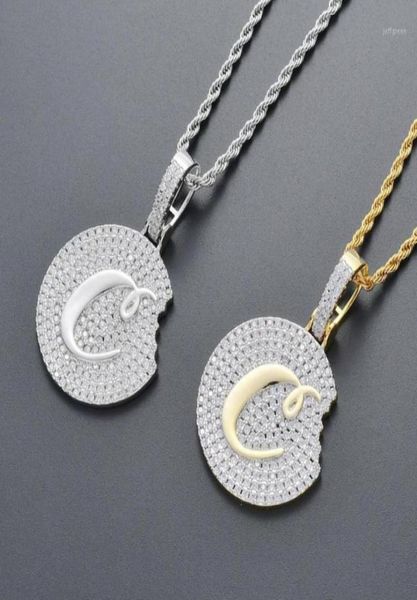 Anhänger Halsketten Hip Hop Micro Pave Cubic Zirkonia ECED BLING GOLD COLFEN SOLDEN RUNDE RUNDEN HALTE KEINE FÜR MÄNNER FRAUEN R62071791154304