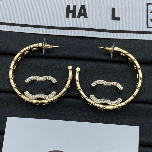 Luxury Big Gold Hoop Earring 18k Gold Brand Brand Lady Women Girls Stalls Designer Crystal Earring Orenatura Regalo per matrimoni Impegno