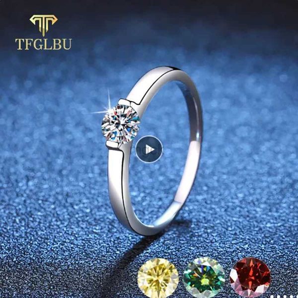 Alyans Tfglbu 5mm 0.5Ct Moissanit Halkalar Kadınlar Erkekler Solitaire Düğün Sözü Grupları Elmas En İyi Kalite S925 STERLING Gümüş Takı 240419