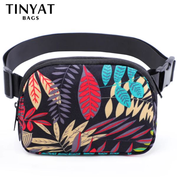 Carteiras Tinyat Print Leaf Saco de cintura feminina para esportes Phone Phone Men Fanny Pack Bolsa de cinto impermeável que executa sacos de banana de viagem