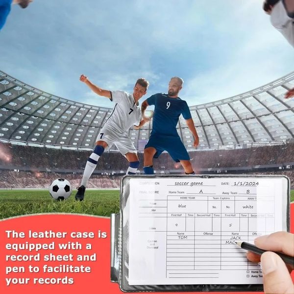 2024 1 Set Sport Football Soccer Arbitro Portafoglio Notebook con cartellini rossi e fischi di carte gialli Utili attrezzatura per utensili da utensile sportivo Arbitro