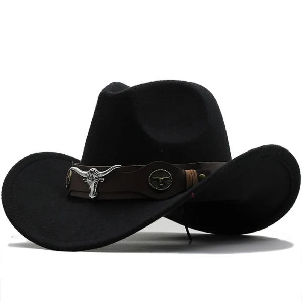 HATS mais vendidos Top Hat Hat nacional Catinho padrão Western Cowboy Tops Roll Roll Brim Horse Horing Hat Hat Felt Hat 230823